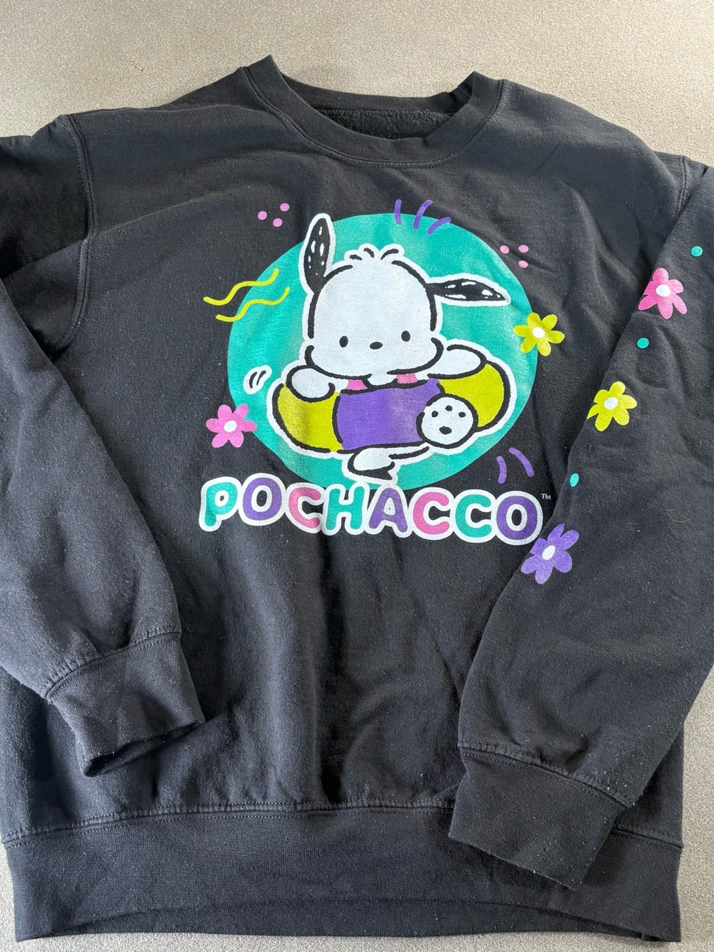 Sanrio Pochacco Pullover Sweater Hello Kitty Black Womens Medium